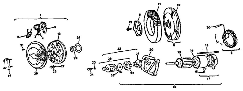 Starter Motor Group Diagram and Parts List for 422437-1266  Briggs and Stratton Engine